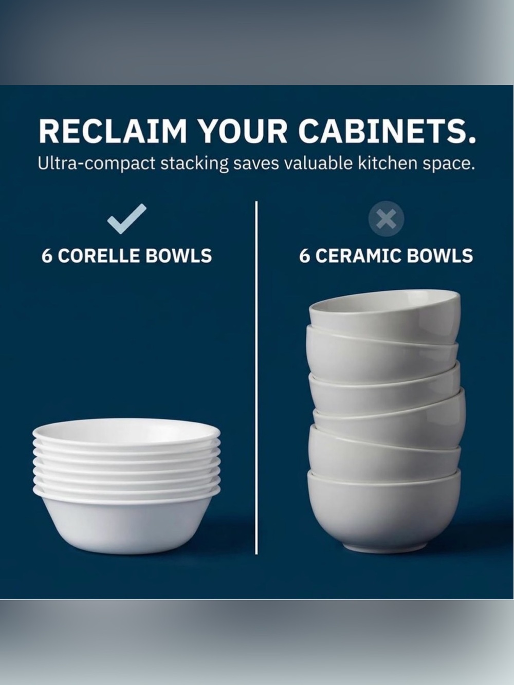 Set of 6 Corelle White Soup and Salad Bowls - Set of 6 Made in USA - Picture 4 of 8